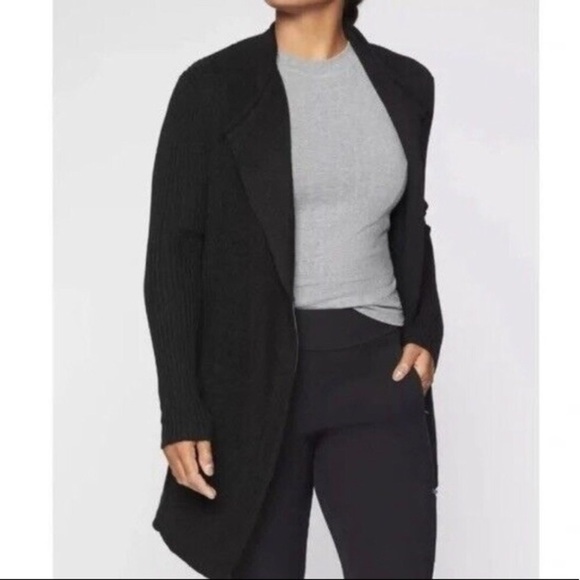 Athleta Sentinel Thermolite Charcoal Heather Gray Black Moto zip cardigan coat - Picture 10 of 11